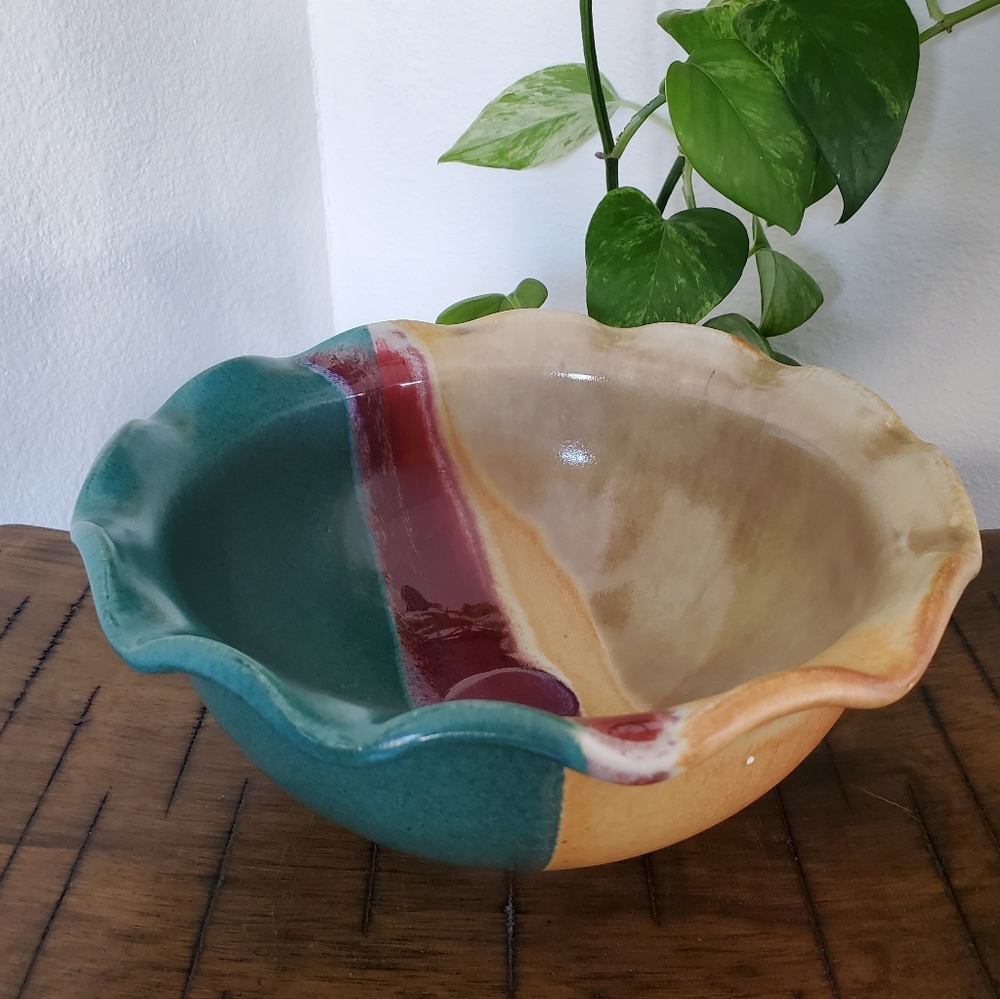 Walt Glass Texas Sunset Pottery Bowl Vintage
